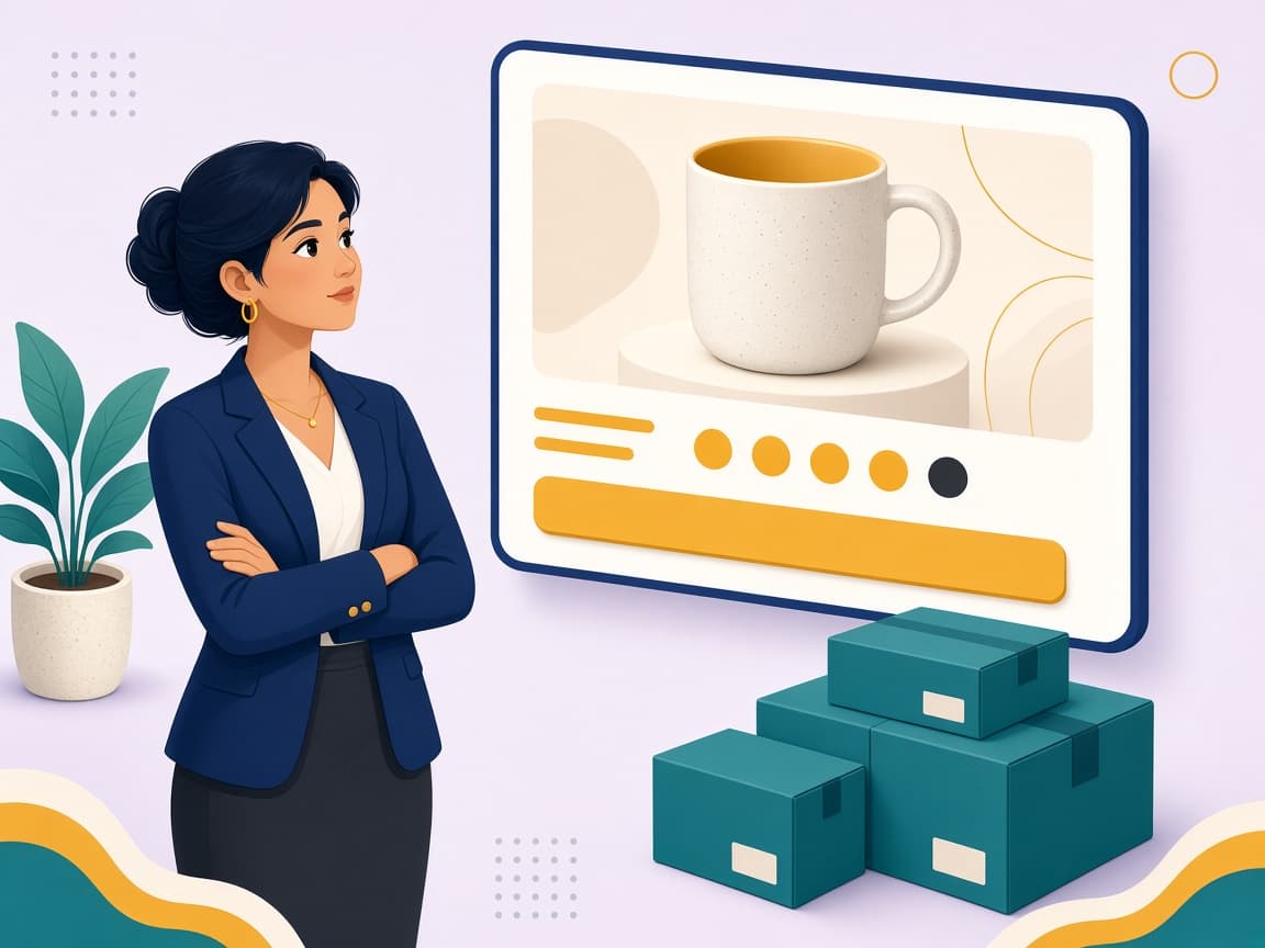 Cartoon of a specialist refining a product listing and packaging