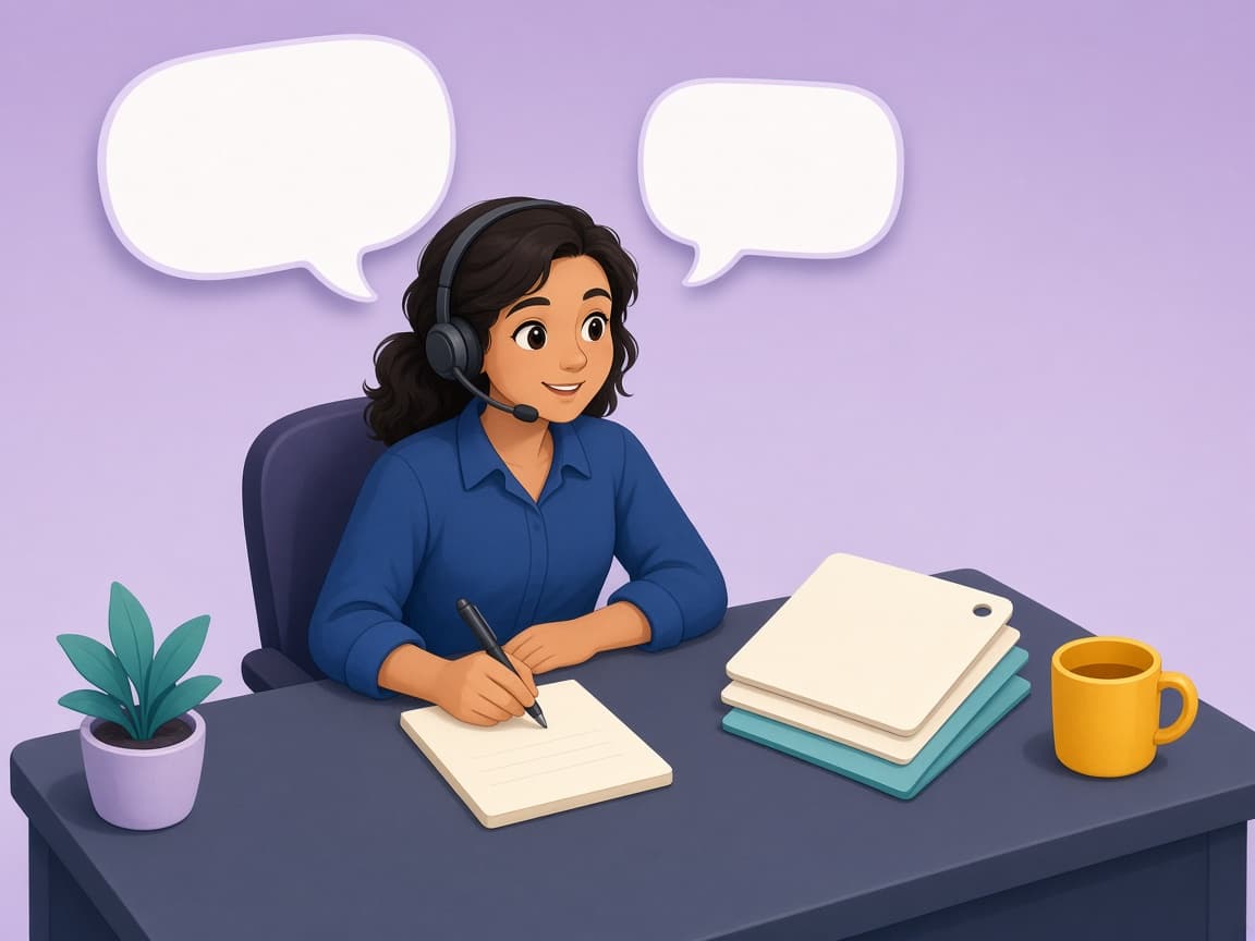 Cartoon of a support specialist helping customers